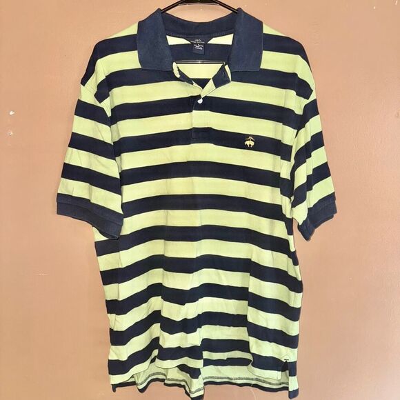 Brooks Brothers Men's Vintage Golden Fleece Striped Polo Tee T-Shirt Green Blue - Picture 1 of 9